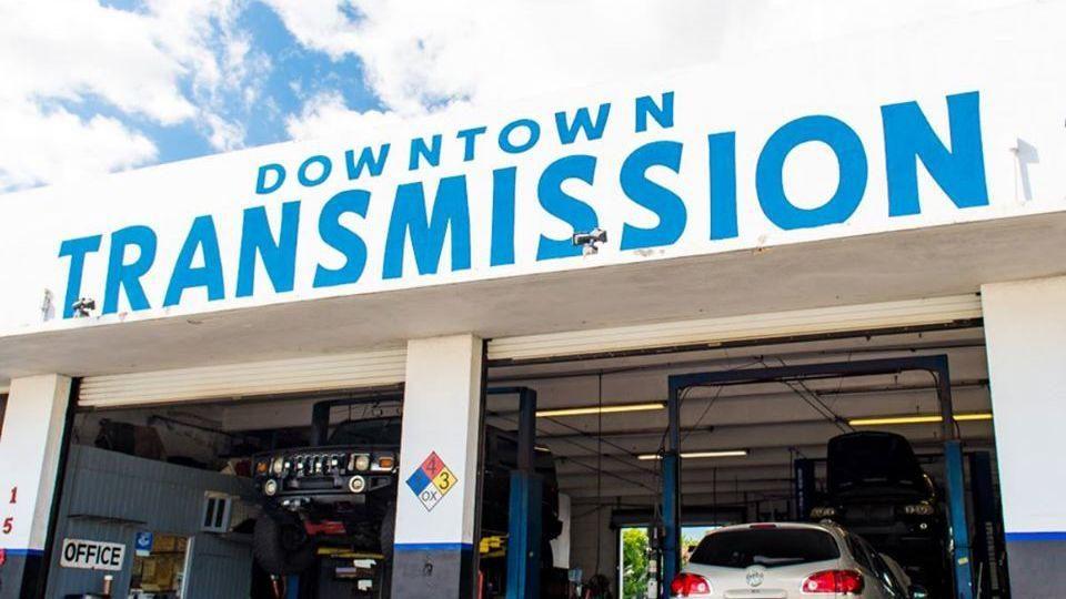 The Downtown Transmission storefront sign
